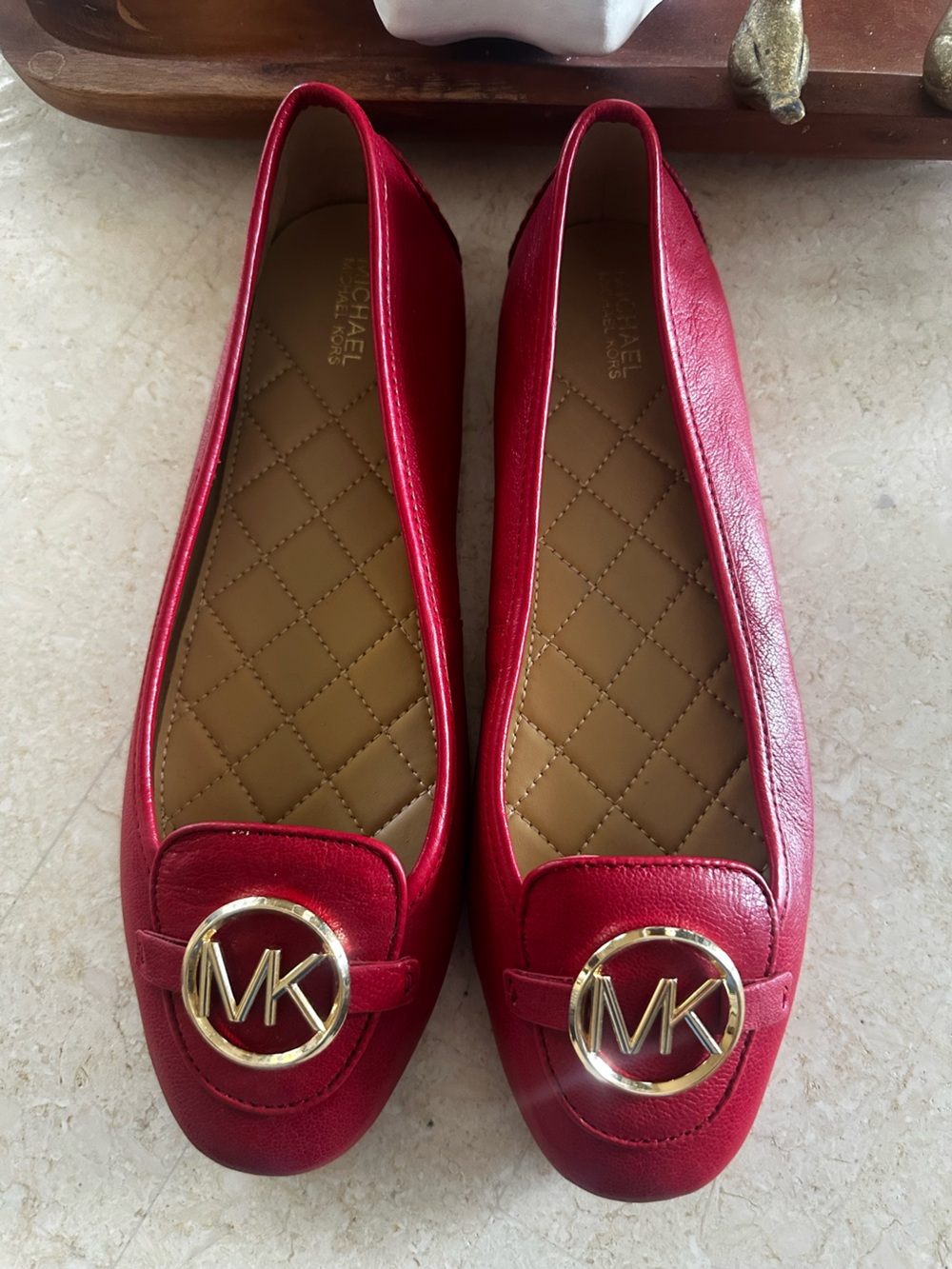MICHAEL Michael Kors Red Leather MK Logo Loafers